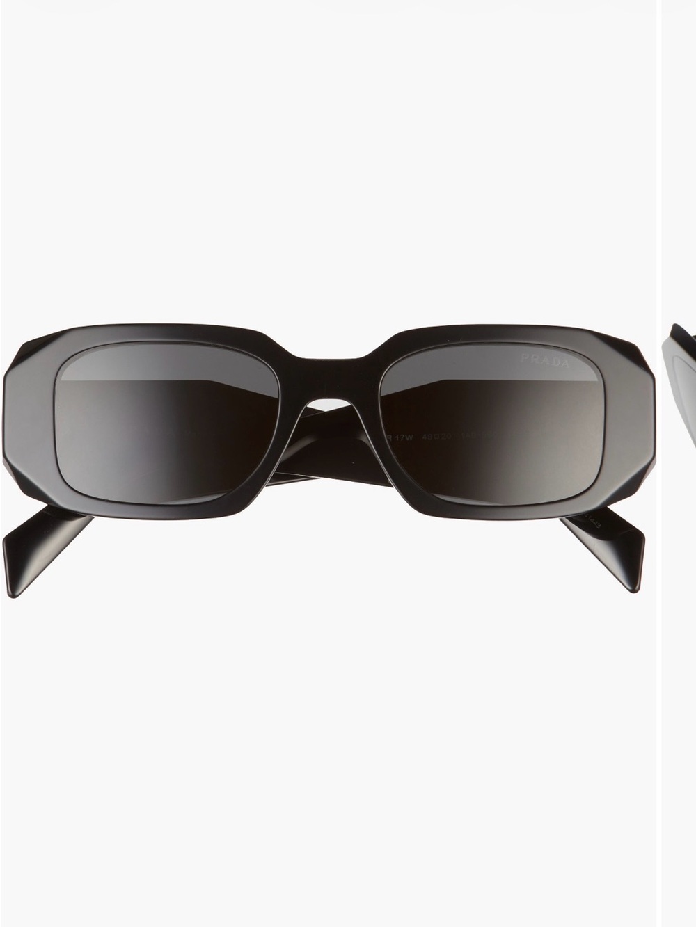 Prada Black Geometric Rectangle Sunglasses Runway 49mm